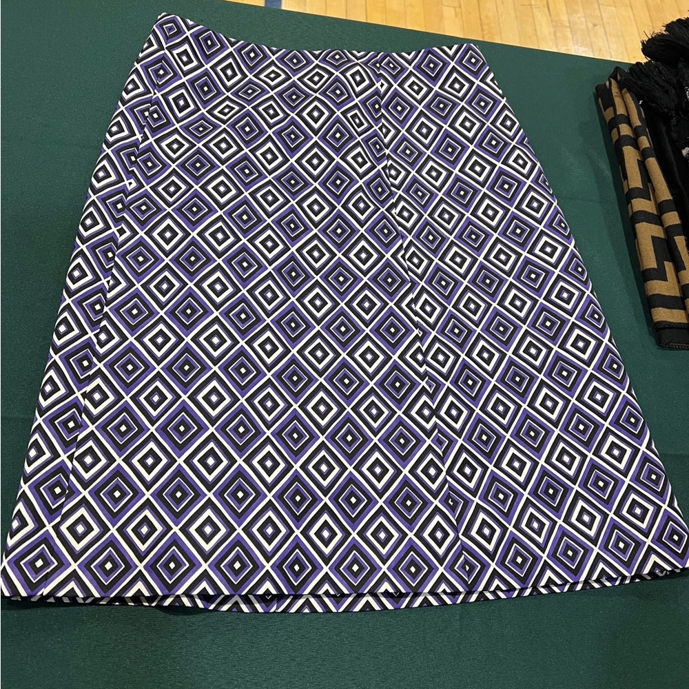 Geometric Patterned Skirt - Black, White, Purple